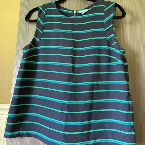 Fleur Bleue Striped Zipper Tank Top Blouse - Picture 3 of 11